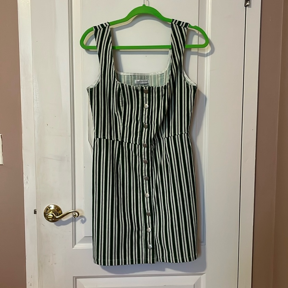 Urban Outfitters, green, white and black pinstripe dress